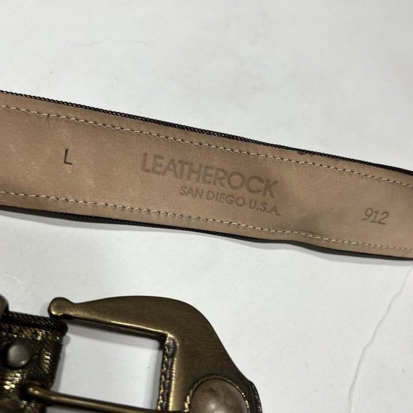 Leatherock Women Metallic Bronze Tone Leaf Pattern Brass Buckle Belt 912 Size L main image 5